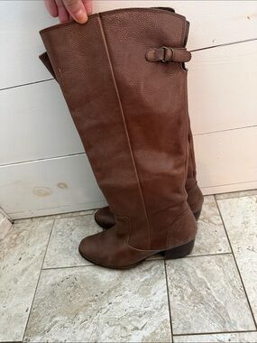 Brown Leather Knee-High Women's Boots